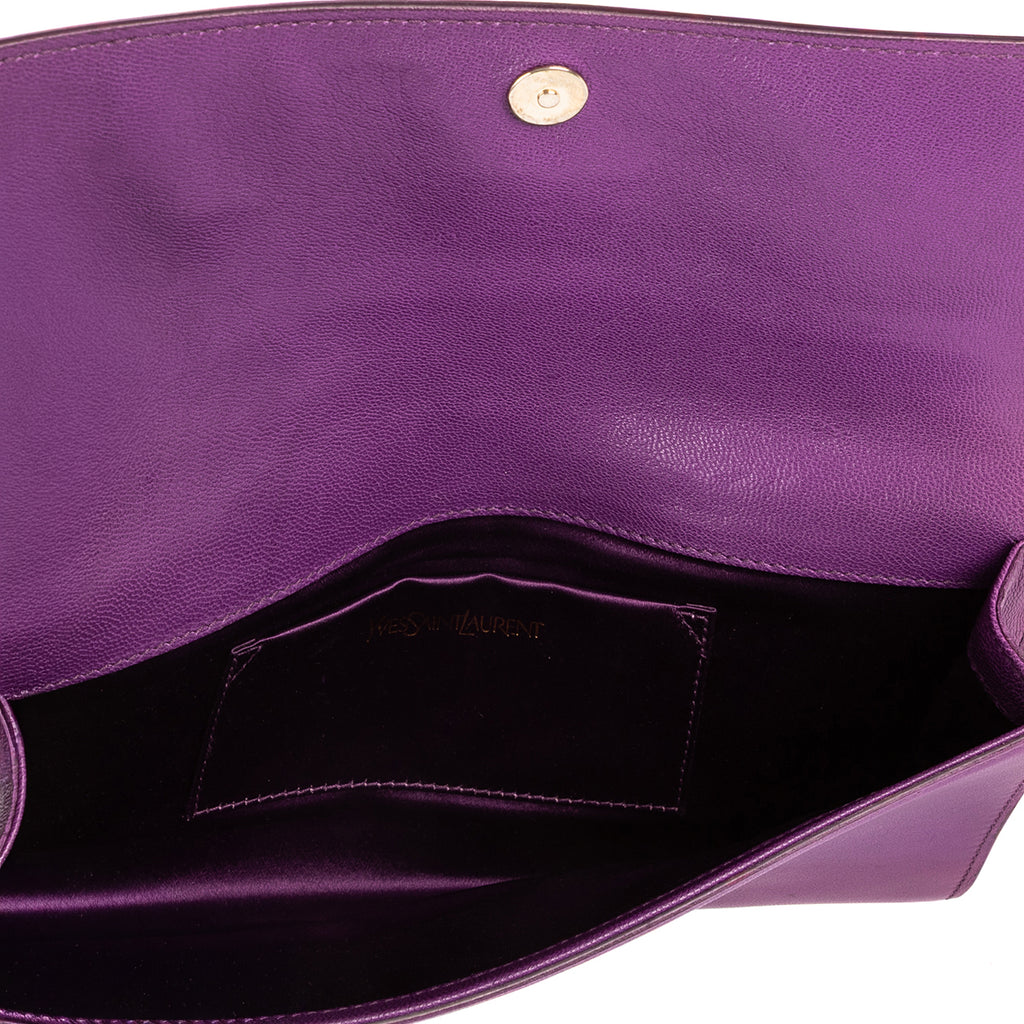 Pochette Clutch Belle De Jour Cuir Galet Violet