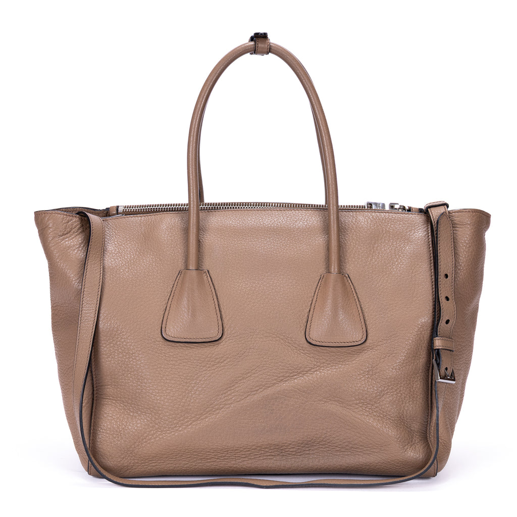 Shoulder Bag Square Flat Crossbody Dark Beige Deerskin Leather