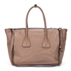 Shoulder Bag Square Flat Crossbody Dark Beige Deerskin Leather