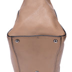 Shoulder Bag Square Flat Crossbody Dark Beige Deerskin Leather