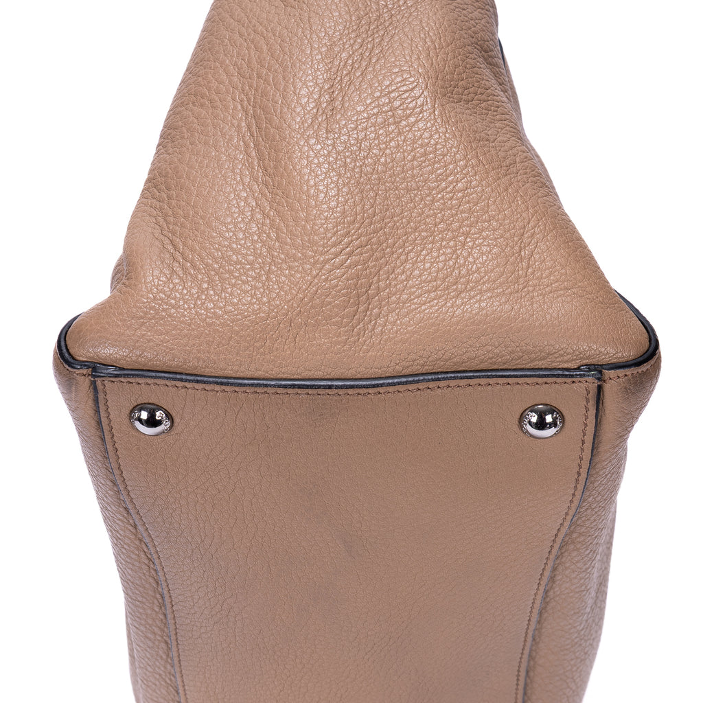 Shoulder Bag Square Flat Crossbody Dark Beige Deerskin Leather