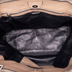 Shoulder Bag Square Flat Crossbody Dark Beige Deerskin Leather