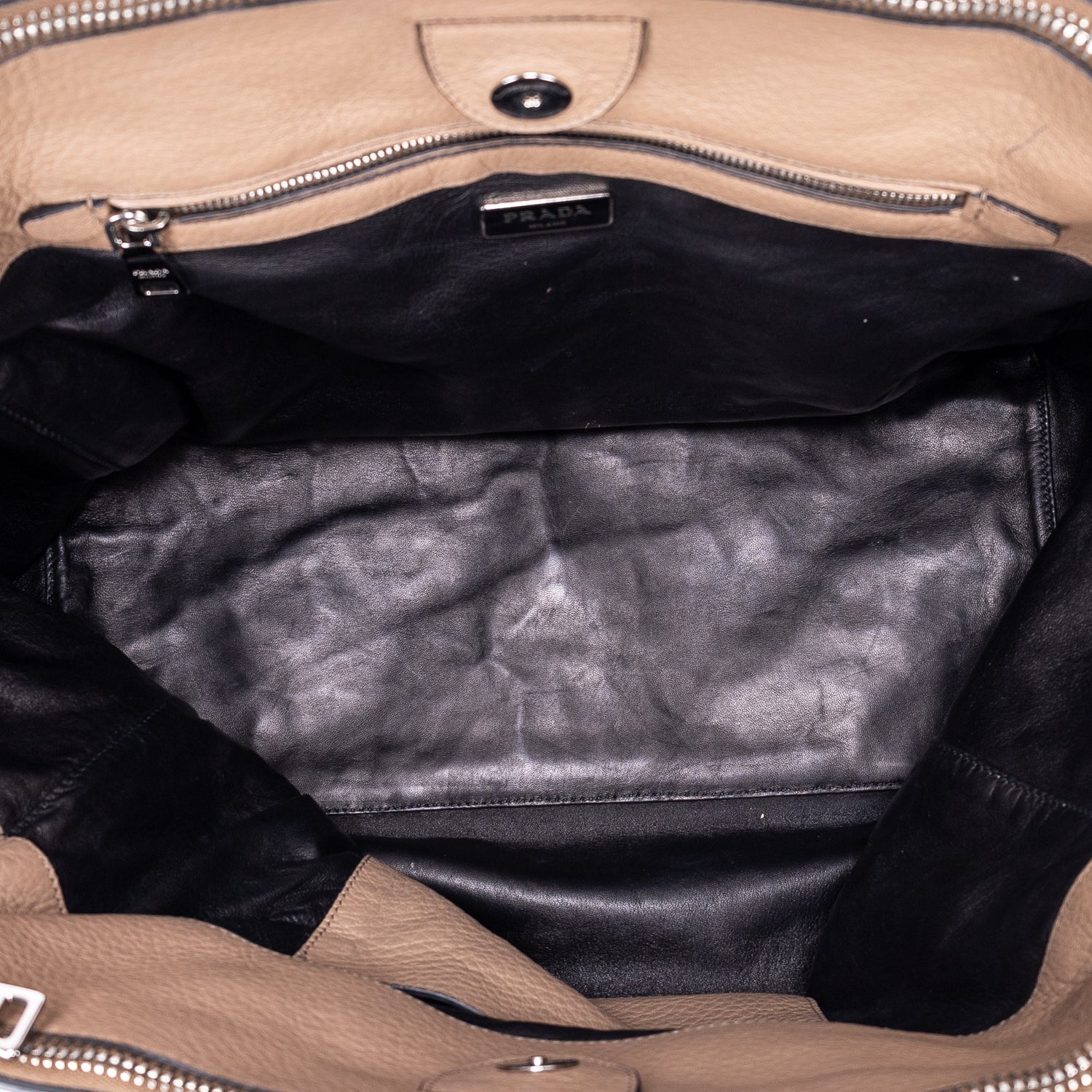 Shoulder Bag Square Flat Crossbody Dark Beige Deerskin Leather