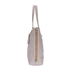 Bolso bandolera con cremallera lateral de piel Vitello Daino gris