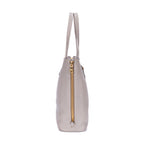 Bolso bandolera con cremallera lateral de piel Vitello Daino gris