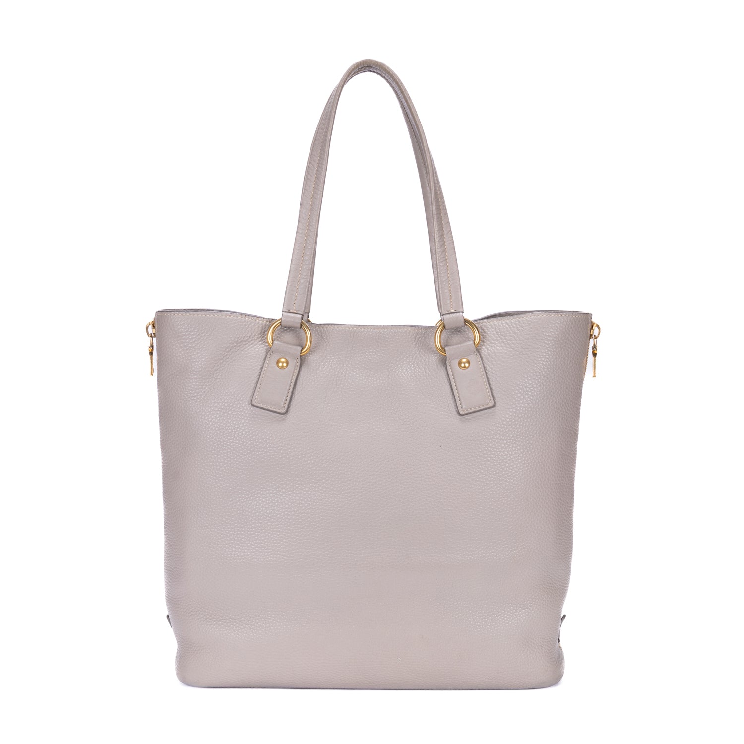 Handbag Side Zip Tote Grey Vitello Daino Leather
