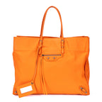 Sac porté épaule Papier A4 Orange Cuir de veau lisse