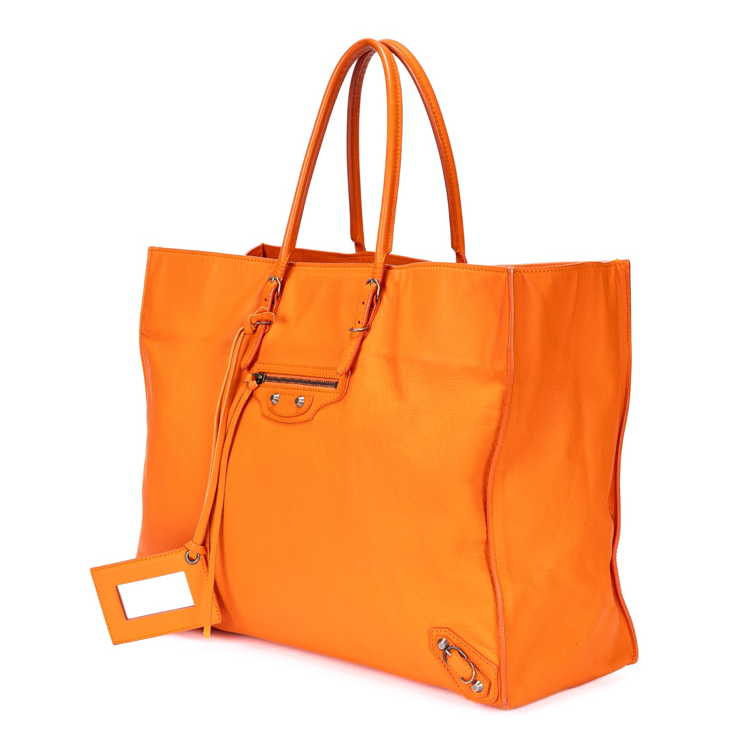 Shoulder Bag Papier A4 Orange Smooth Calfskin Leather