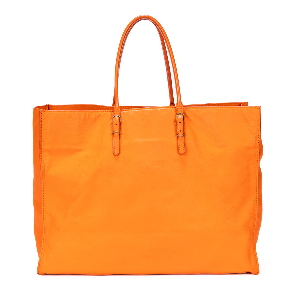 Sac porté épaule Papier A4 Orange Cuir de veau lisse