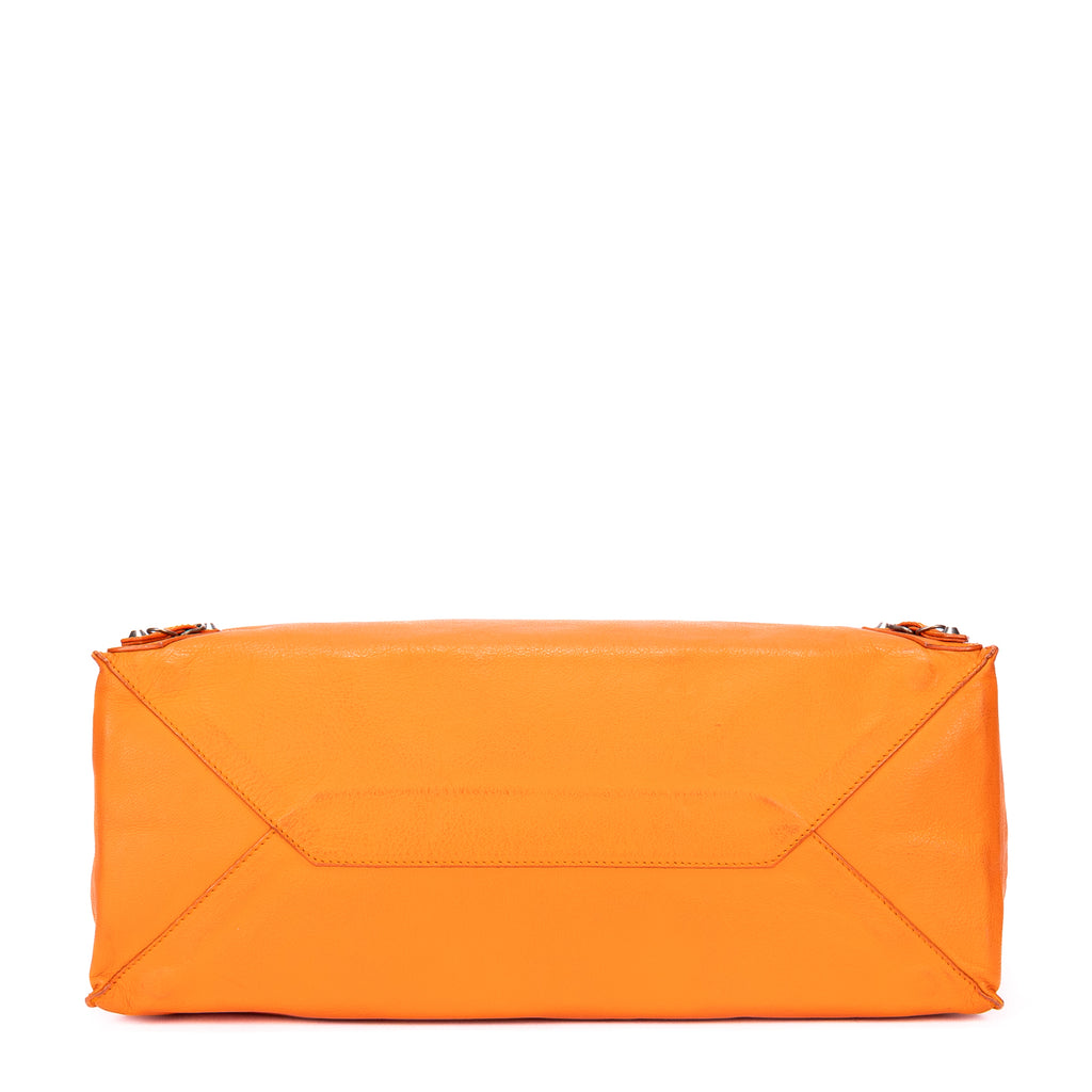 Sac porté épaule Papier A4 Orange Cuir de veau lisse