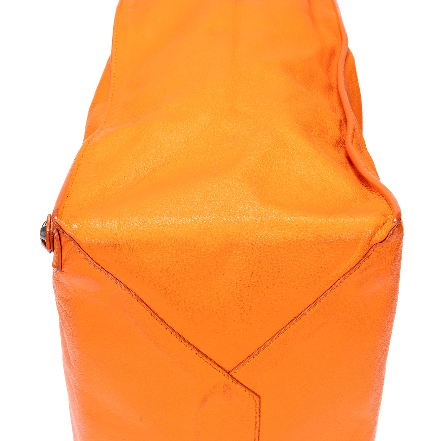 Sac porté épaule Papier A4 Orange Cuir de veau lisse