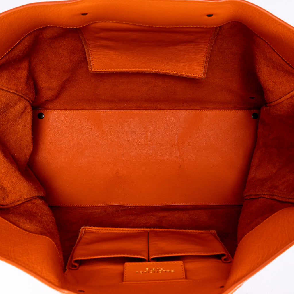 Sac porté épaule Papier A4 Orange Cuir de veau lisse