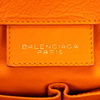 Sac porté épaule Papier A4 Orange Cuir de veau lisse