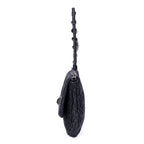 Sac à bandoulière moyen chaîne en cristal rabat pochette en cuir Nappa matelassé noir
