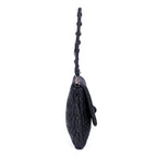 Shoulder Bag Medium Crystal Chain Flap Clutch Black Nappa Matelasse Leather