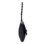 Sac à bandoulière moyen chaîne en cristal rabat pochette en cuir Nappa matelassé noir