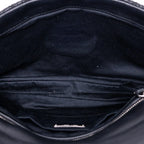Sac à bandoulière moyen chaîne en cristal rabat pochette en cuir Nappa matelassé noir