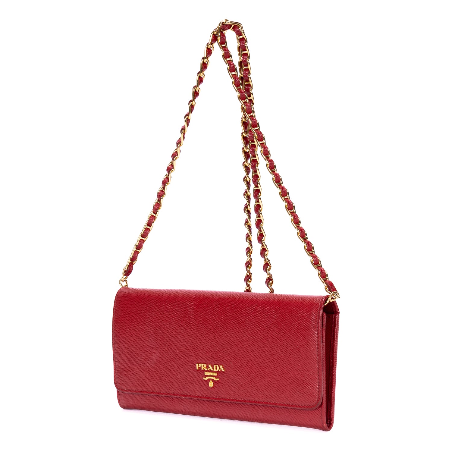 Wallet Wallet on Chain Crossbody Red Saffiano Leather