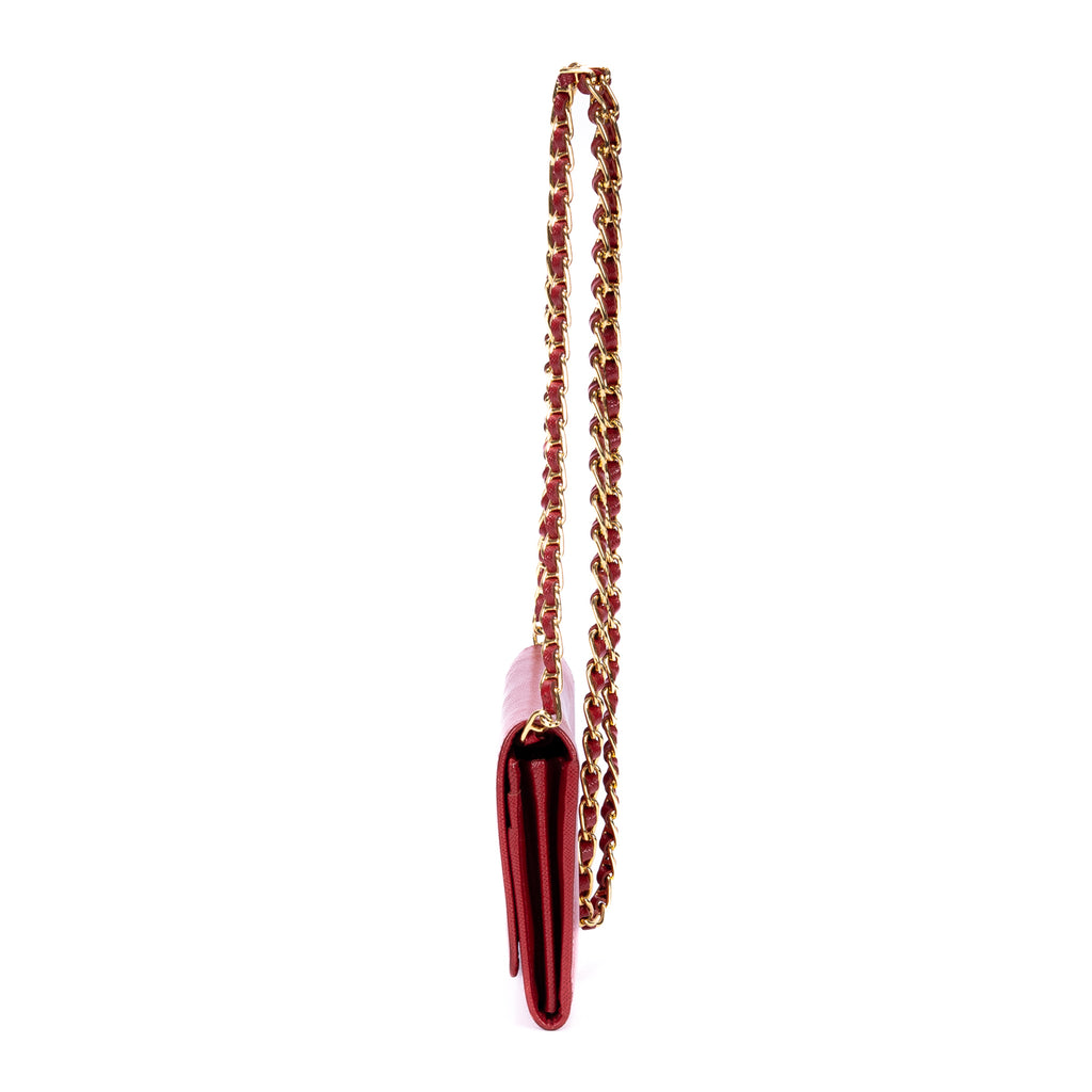 Wallet Wallet on Chain Crossbody Red Saffiano Leather