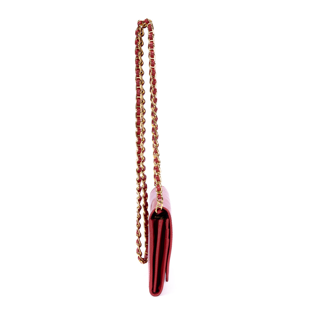 Wallet Wallet on Chain Crossbody Red Saffiano Leather