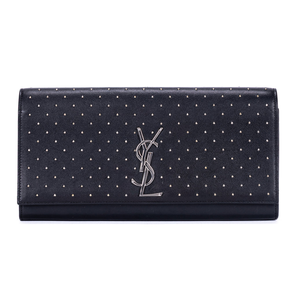 Clutch Studed Kate Clutch Black Smooth Studded Calfskin Leather
