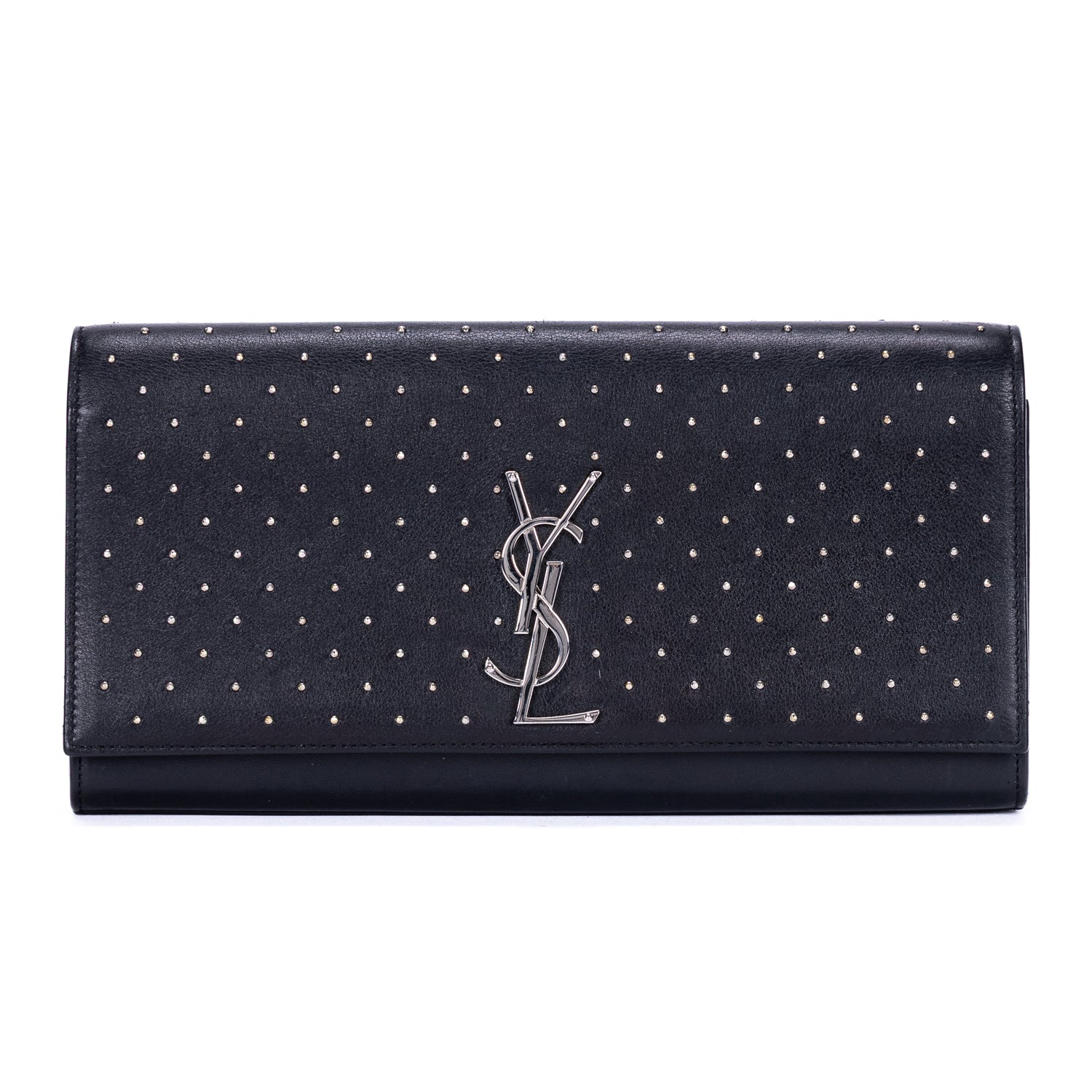 Clutch Studed Kate Clutch Black Smooth Studded Calfskin Leather