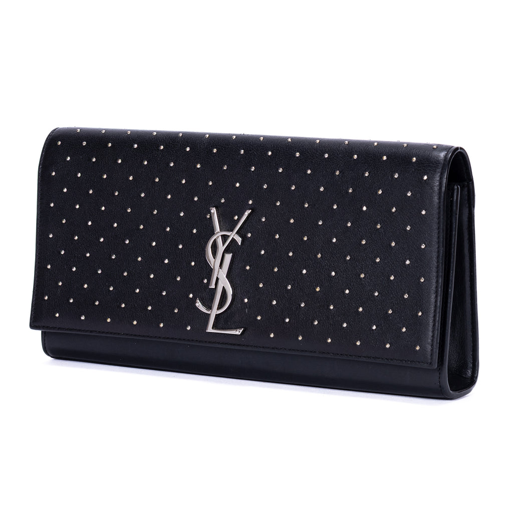 Clutch Studed Kate Clutch Black Smooth Studded Calfskin Leather