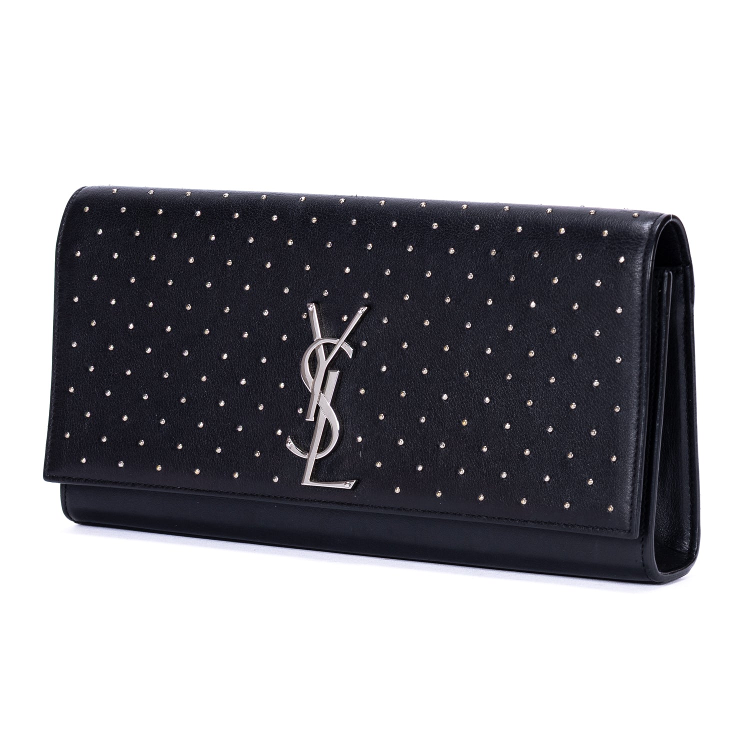 Clutch Studed Kate Clutch Black Smooth Studded Calfskin Leather