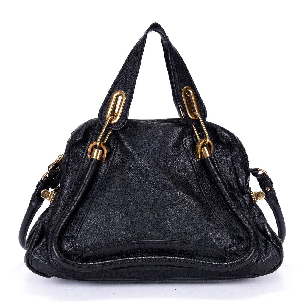 Shoulder Bag Medium Paraty Medium Black Grained Calfskin Leather