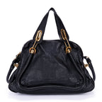 Shoulder Bag Medium Paraty Medium Black Grained Calfskin Leather