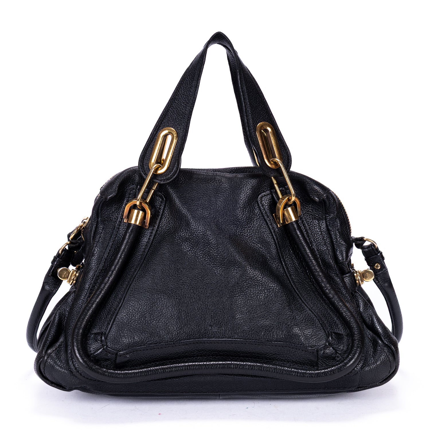 Shoulder Bag Medium Paraty Medium Black Grained Calfskin Leather