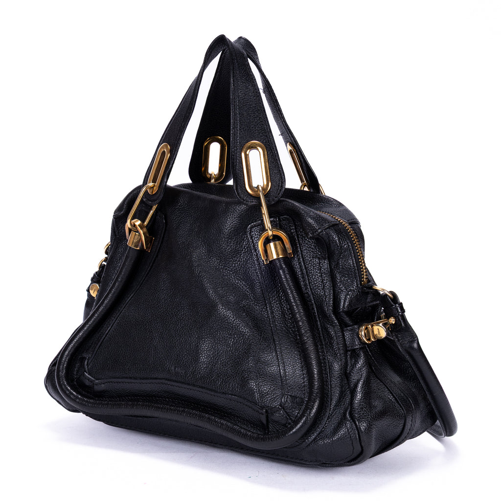 Shoulder Bag Medium Paraty Medium Black Grained Calfskin Leather