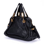 Shoulder Bag Medium Paraty Medium Black Grained Calfskin Leather