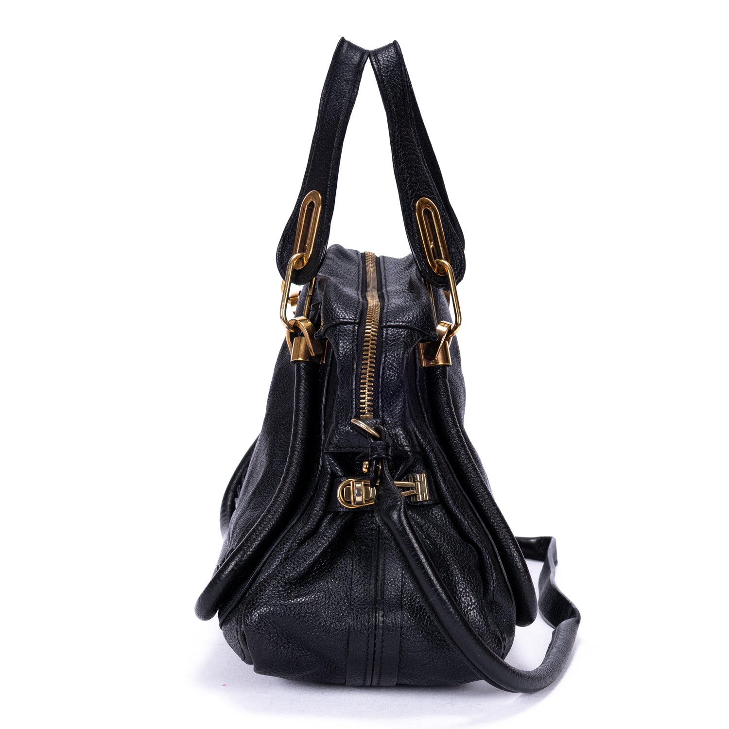 Shoulder Bag Medium Paraty Medium Black Grained Calfskin Leather