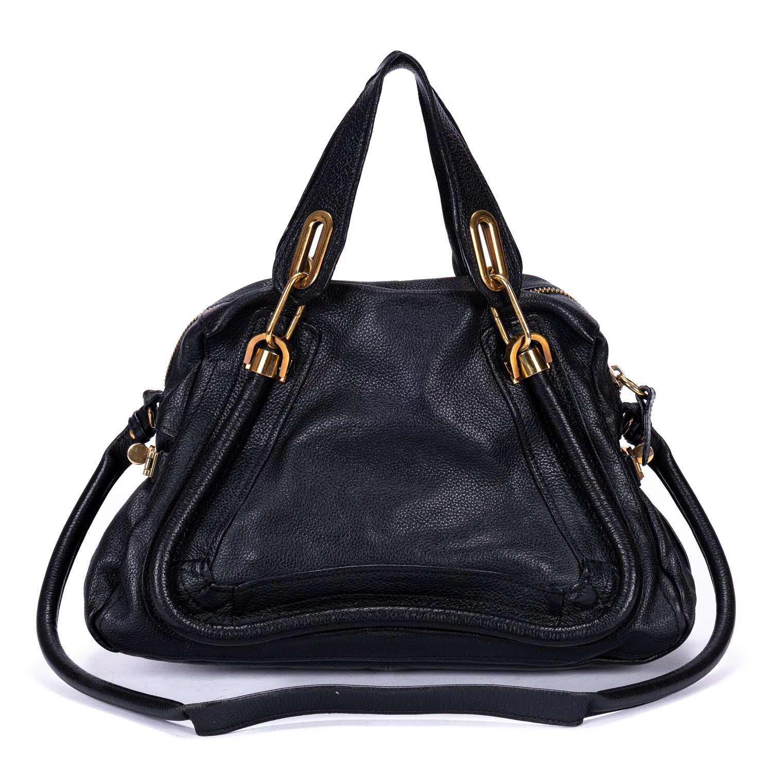 Shoulder Bag Medium Paraty Medium Black Grained Calfskin Leather