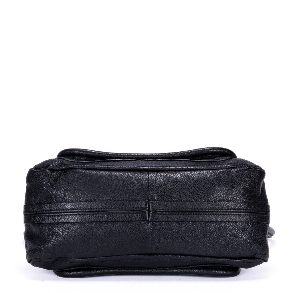 Shoulder Bag Medium Paraty Medium Black Grained Calfskin Leather