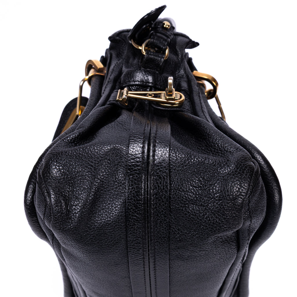 Shoulder Bag Medium Paraty Medium Black Grained Calfskin Leather