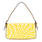 Shoulder Bag Baguette White Embossed FF Fabric Canvas