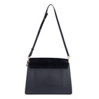 Bolso de hombro mediano Faye de piel de becerro negra