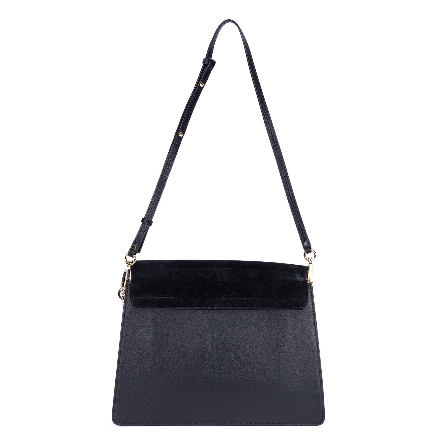 Bolso de hombro mediano Faye de piel de becerro negra