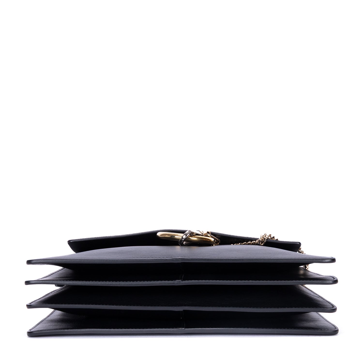 Bolso de hombro mediano Faye de piel de becerro negra