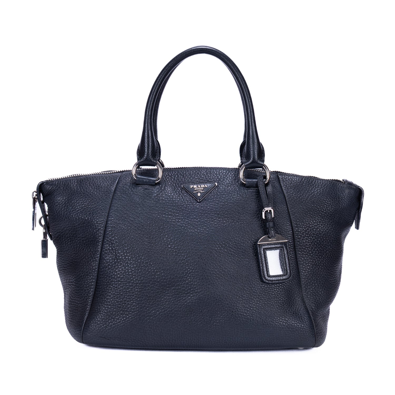 Shoulder Bag Shopping Tote Black Vitello Daino Leather