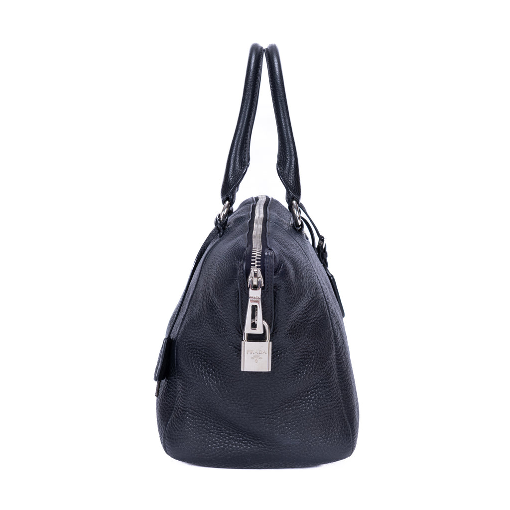 Bolso de hombro, bolso de compras grande, piel Vitello Daino negra