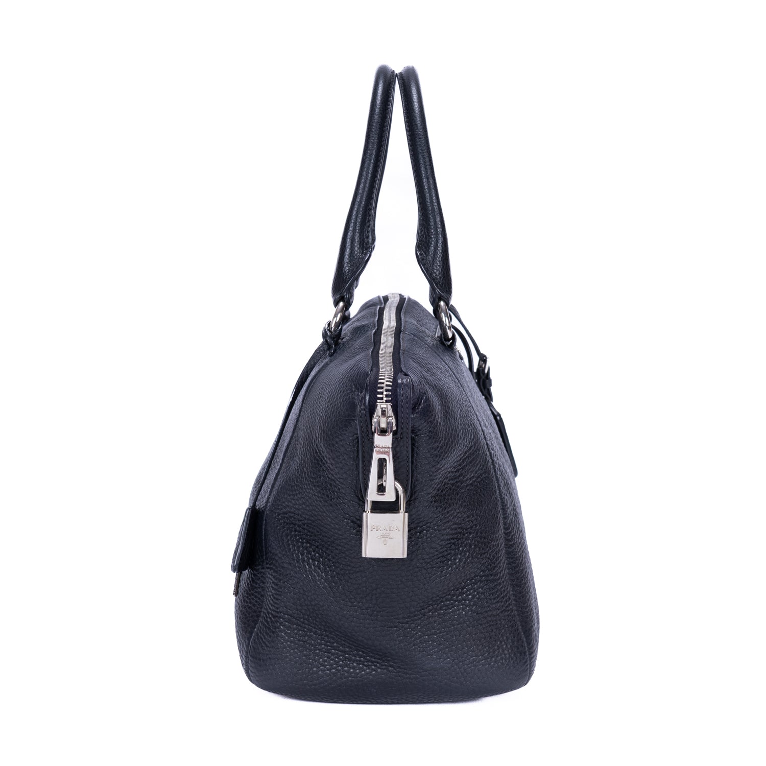 Shoulder Bag Shopping Tote Black Vitello Daino Leather