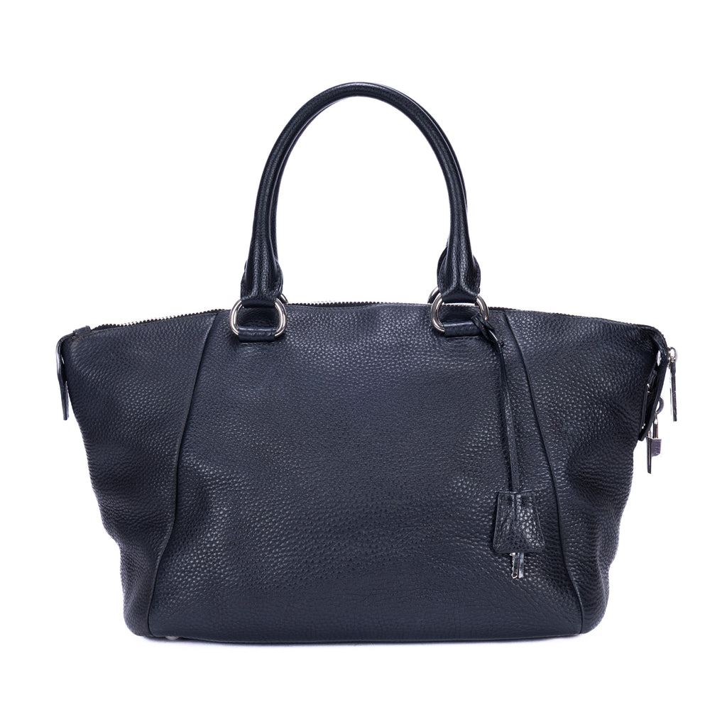 Bolso de hombro, bolso de compras grande, piel Vitello Daino negra