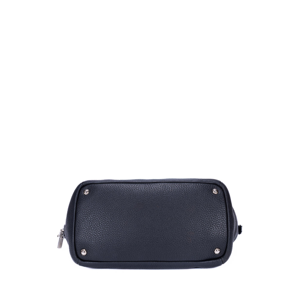 Bolso de hombro, bolso de compras grande, piel Vitello Daino negra