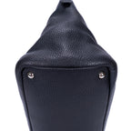 Bolso de hombro, bolso de compras grande, piel Vitello Daino negra
