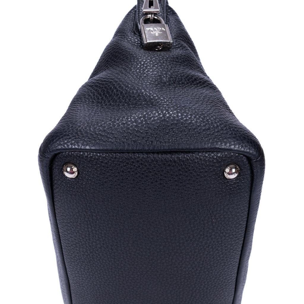 Bolso de hombro, bolso de compras grande, piel Vitello Daino negra