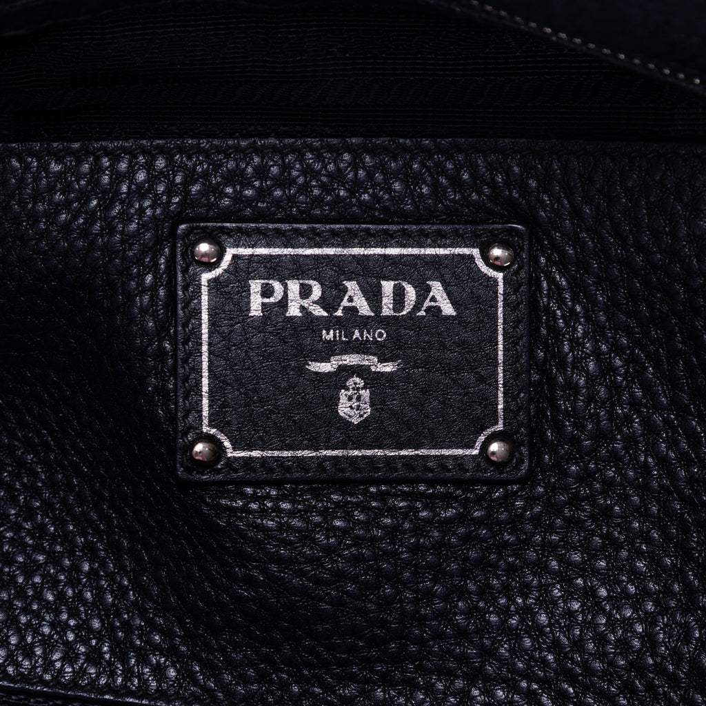 Bolso de hombro, bolso de compras grande, piel Vitello Daino negra