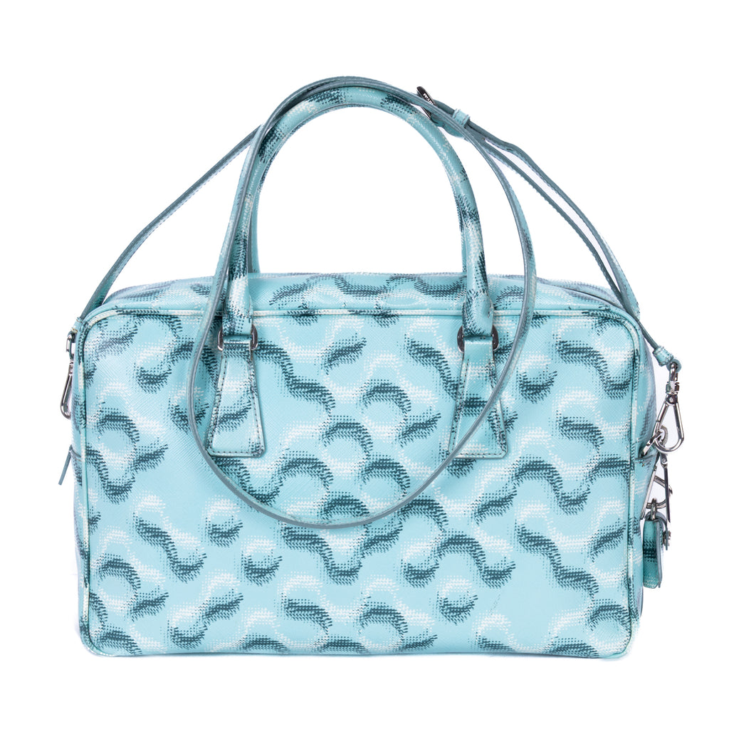 Handbag Bauletto Turquoise Printed Saffiano Leather